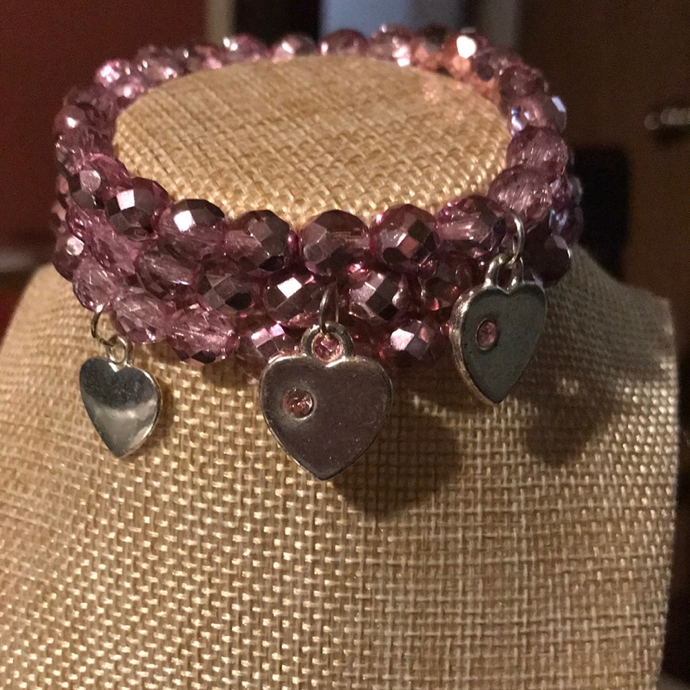 Bubblegum pink sparkly beaded bracelet